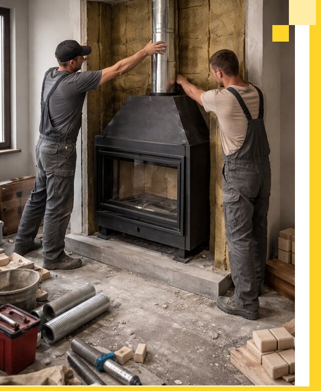 Изготовление и монтаж закрытых каминов в Реже под ключ