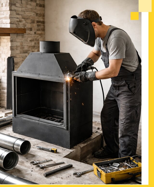 Продажа и установка металлических каминов в Реже под ключ