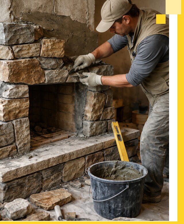 Изготовление и установка каменных каминов под ключ в Реже