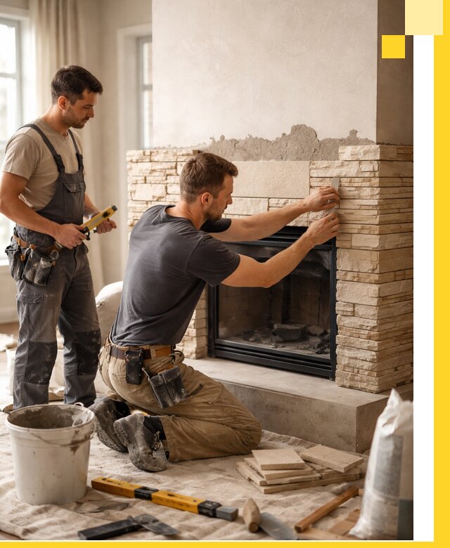 Установка и монтаж каминов для загородного дома в Реже