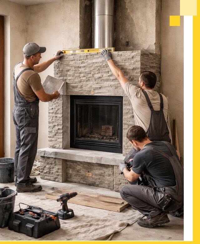 Профессиональный монтаж каминов под ключ в Реже для дома