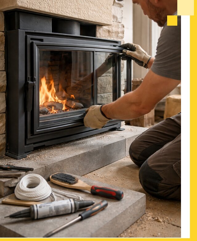 Производство, монтаж и доставка каминов со стеклом в Реже