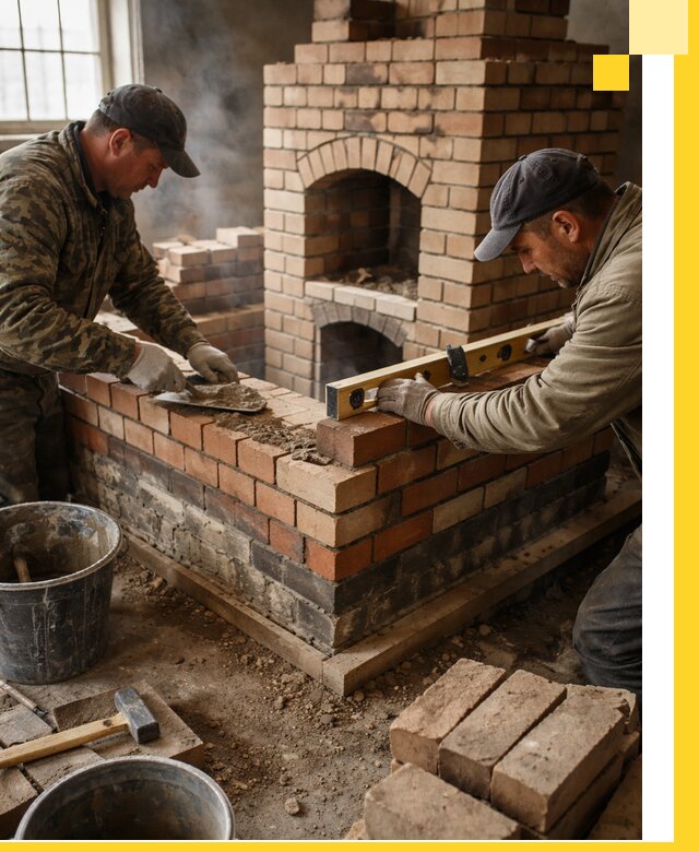 Изготовление и монтаж печей и каминов из кирпича в Реже