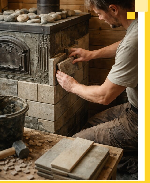 Облицовка банных печей в Реже профессиональная отделка