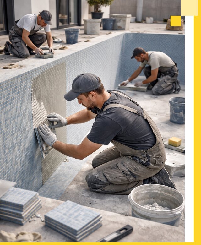 Облицовка бассейнов в Реже плитка мозаика гидроизоляция