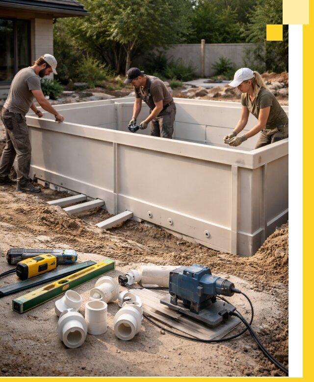 Установка полипропиленовых бассейнов под ключ в Реже