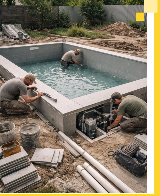 Строительство и монтаж бассейнов для дачи под ключ в Реже