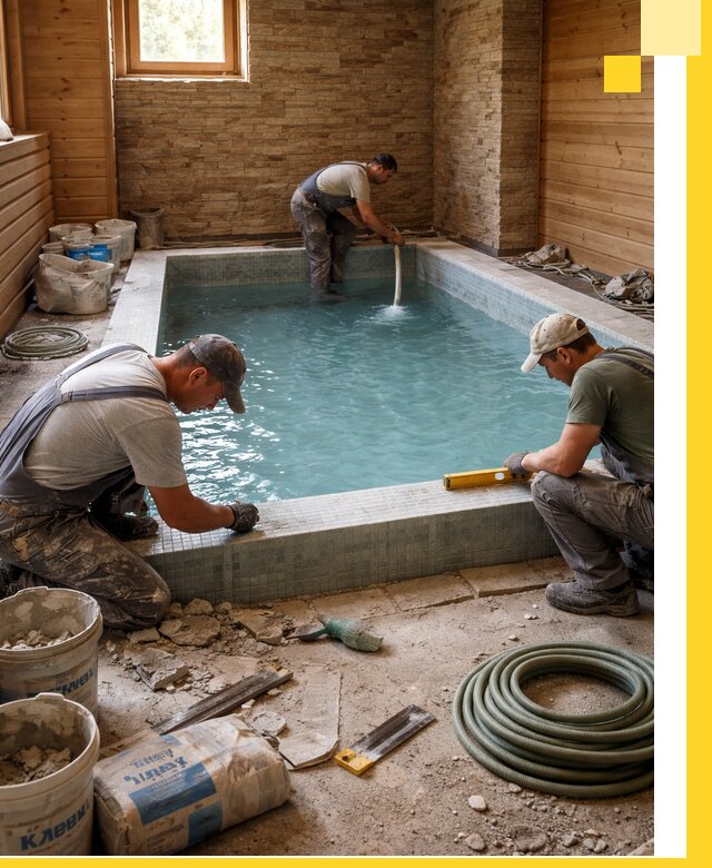 Проектирование и строительство бассейнов для бани в Реже