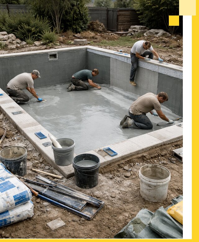 Изготовление и монтаж чаши бассейна под ключ в Реже