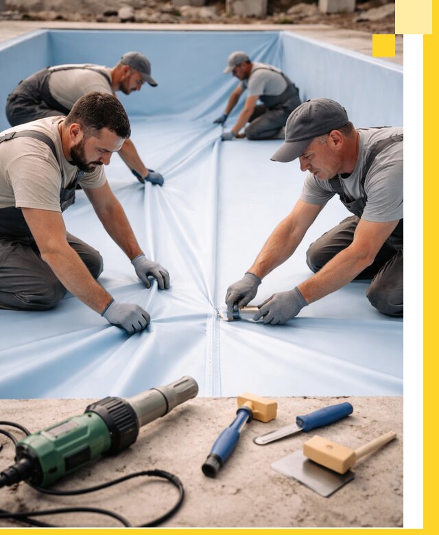 ПВХ пленка для бассейнов с монтажом и гарантией в Реже