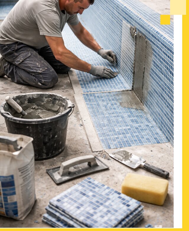 Укладка и ремонт мозаики для бассейнов под ключ в Реже