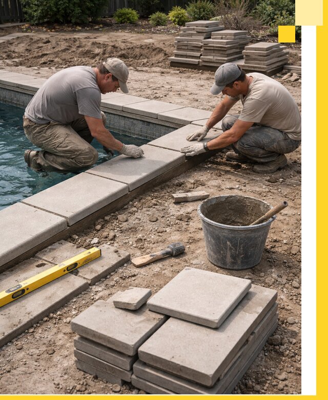 Установка и изготовление копингового камня для бассейнов в Реже