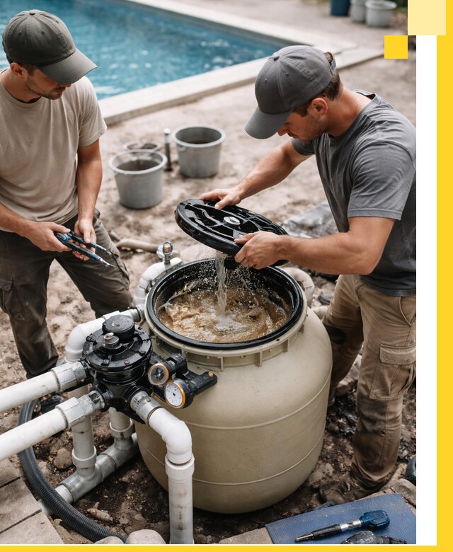 Установка и обслуживание песочных фильтров для бассейнов в Реже