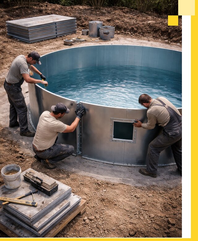 Круглые бассейны под ключ в Реже проектирование и монтаж