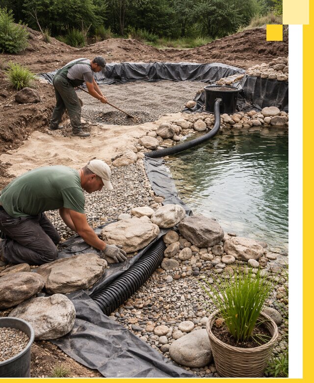 Строительство природных бассейнов и озер в Реже под ключ