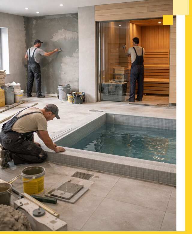 Проектирование и строительство сауны с бассейном в Реже