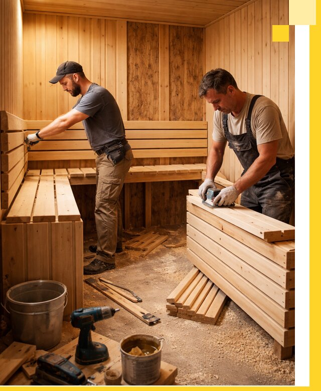Профессиональный комплексный ремонт саун под ключ в Реже