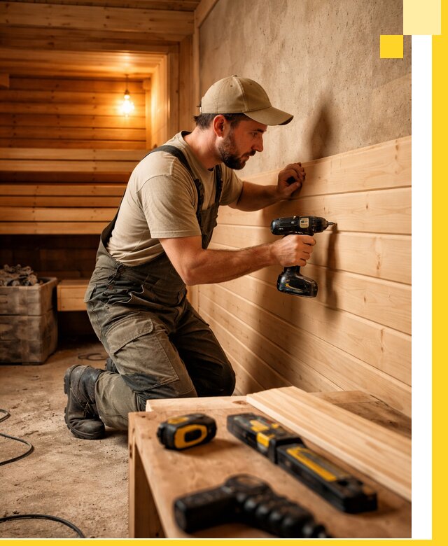 Профессиональная внутренняя отделка бани в Реже под ключ