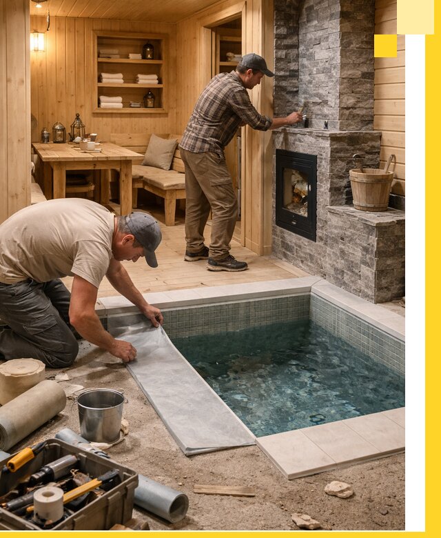 Строительство бань с комнатой отдыха под ключ в Реже