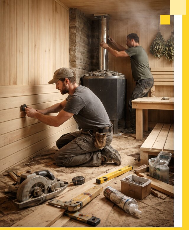 Полное строительство и оснащение парных под ключ в Реже