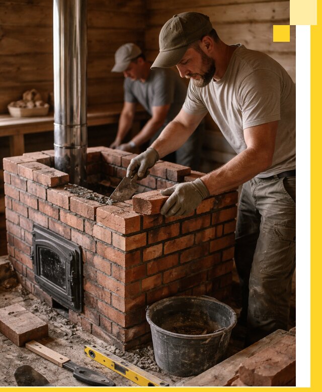 Кирпичные печи для бани под ключ в Реже, проект и монтаж