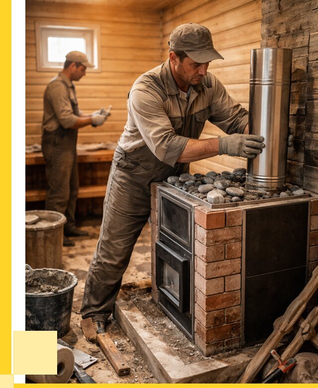 Монтаж печи в бане под ключ в Реже от 21906 р. | ЭриданРеж