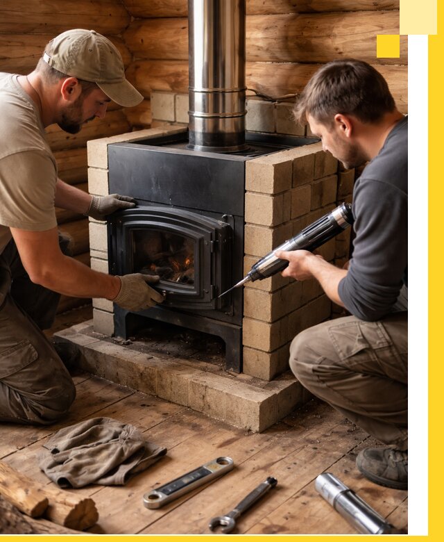 Монтаж и установка печи в бане под ключ с гарантией в Реже