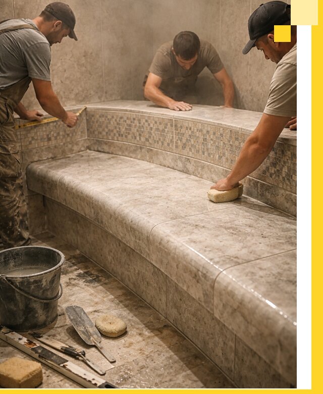 Изготовление и установка сидений для хамама в Реже